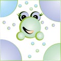 Cute animal small froge like soap bubble with circule form