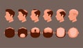 Man head with hairloss problem in side and top view symbol set illustration vector
