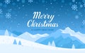 Merry Christmas and Happy New Year banner. Festive blue background with winter landscape Royalty Free Stock Photo