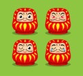 Daruma japanese traditional doll character expresion set cartoon illustration vector