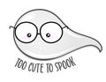 Too cute to spook, Happy Halloween - nerd ghost boy. Spooky ghost doodle draw for print Royalty Free Stock Photo