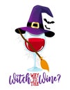 Witch way to the Wine - One glass on Wine in witch costume.