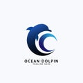 OCEAN DOLPIN TEMPLATE LOGO Royalty Free Stock Photo