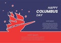 Happy Columbus Day National Usa,paper cut style , America Discover Holiday Poster Greeting Card Royalty Free Stock Photo