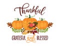 Thankful, grateful and blessed - Happy Harvest fall festival design for markets Royalty Free Stock Photo