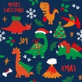 Cute christmas dinosaurs - Adorable t rex and tricerotops characters.