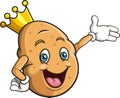 Cartoon happy king potato presenting