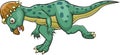 Cartoon angry pachycephalosaurus dinosaur running