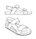 Summer shoes, sandals, icon, sketch
