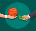 Financial and match fixing in basketball sport symbol illustration vector Royalty Free Stock Photo