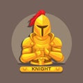 Golden Knight suit ancient war armor mascot symbol illustration vector Royalty Free Stock Photo