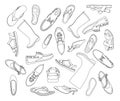 Shoes collection, doodles vector shoes, isolated, set of men\'s and women\'s shoes.