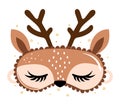 Sleeping beauty eye mask with reindeer face - funny hand drawn doodle, seamless pattern. Royalty Free Stock Photo