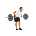 The athlete performs the bent-over rows exercise Royalty Free Stock Photo