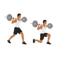 Smiling sporty man with barbell doing split squat or lunge Royalty Free Stock Photo