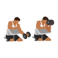 Man doing one arm dumbbell preacher curl. Royalty Free Stock Photo