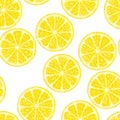 Slices of yellow lemons seamless pattern. Citrus fruit background. Royalty Free Stock Photo