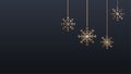 Luxury elegant Happy New Year banner template with Shining Gold Snowflakes on dark background. Royalty Free Stock Photo
