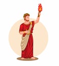 Nero the fifth emperor of Rome. mythology figure with tourch and harp character illustration vector