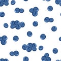 Blueberry or bilberry seamless vector pattern. Background with ripe forest berries.