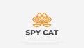 Spy Cat logo with outline style concept in orange color Royalty Free Stock Photo