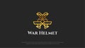 Gold War Helmet Logo with Linear Abstract Concept for Your Business Identity Royalty Free Stock Photo