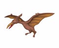 Pterodactyl or pterosaurs is prehistoric animal, figure character in cartoon illustration vector