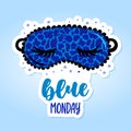 Blue monday - funny hand drawn doodle, seamless pattern