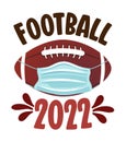 Football season 2022, American football ball with a face mask