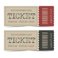 Retro ticket template with barcode and detachable part.