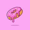 Vector illustration of sweet donut with melted cream.