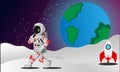 Illustration Graphic Of Astronout Walking On The Moon