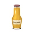 Mustard in glass bottle isolated. Hot sauce vector illustration Royalty Free Stock Photo