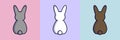 Set of three vector rabbits. Easter Bunnies