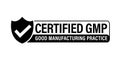 Certified GMP vector icon. Good manufacturing abstract