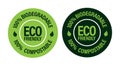 100% biodegradable, 100% compostable vector icon,