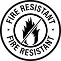 `fire resistant` vector icon, black in color.