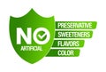 No artificial preservatives, sweetners, flavors and colors vector icon