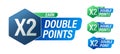 `earn x2, double points` stylish vector icon