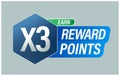 Earn x3 reward points vector icon