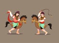 Kuda lumping indonesian traditional dance cartoon illustration vector Royalty Free Stock Photo