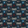 Seamless pattern retro objects from the eighties