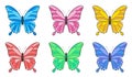 Set of colorful butterflies isolated on white. Butterfly icons collection. Royalty Free Stock Photo
