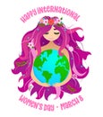 Happy International Women`s Day - International Womens Day greeting card.