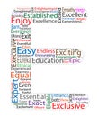 Word Cloud of Letter E. Positive words