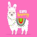 Llama Bunny - funny vector quotes and llama drawing.