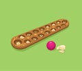 Mancala aka congklak traditional board game from indonesian made in wooden cartoon illustration vector Royalty Free Stock Photo