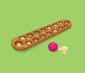 Mancala aka congklak traditional board game from indonesian made in wooden cartoon illustration vector