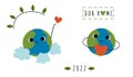 Collection of icons happy earth day.