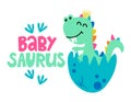 Baby Saurus - funny hand drawn doodle, cartoon dino. Royalty Free Stock Photo
